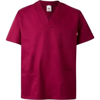 Pánské tričko VL ILLAPA. Keprová tunika (190 g/m²) s krátkými rukávy z polyesteru (65 %) a bavlny (35 %) - Bordó / 2XL