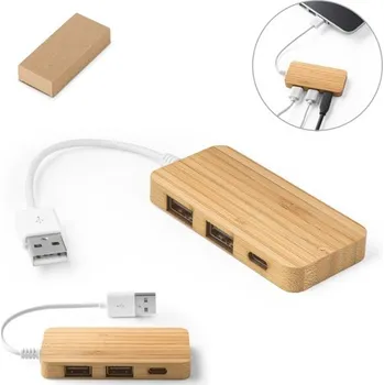 USB hub MOSER. HUB se 2 porty USB-A a 1 portem USB-C z bambusu