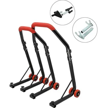 SEFIS D18 moto stojan přední a zadní set - červený - přední stojan : Vidle - zadní stojan : Hák