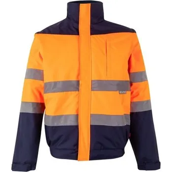 VL JUPITER. Dvoubarevná vycpaná bunda (180 g/m²) z polyesteru (100 %) s PU zátěrem - Modrá / Oranžová / L