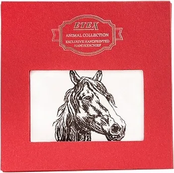 Látkový kapesník Dámský kapesník Etex Kůň L35 1 ks - bílý-černý