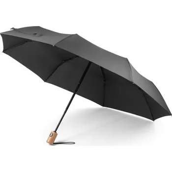 Deštník RIVER. Skládací rPET deštník s automatickým otevíráním a zavíráním - Černá
