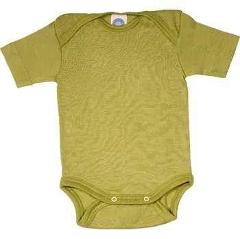 Dětské body z merino vlny a hedvábí zelené Cosilana s krátkým rukávem Velikost: 50/56