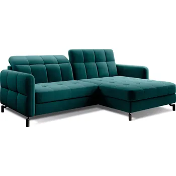 Obývací pokoj Rohová rozkládací sedací souprava LORELLE 225 cm Mat Velvet 75 zelená pravá