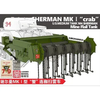 Plastikový model LANMO Model 1/35 Sherman MK I "crab" Mine Flail