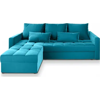 Pohovka Modrá rozkládací rohová pohovka ZENOVA 220x140 cm, oboustranná