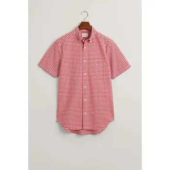 Pánská košile KOŠILE GANT REG CLASSIC POPLIN GINGH SS SHIRT RUBY RED