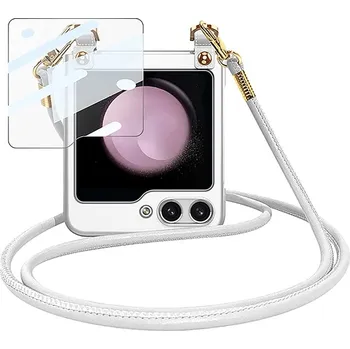 Pouzdro na mobilní telefon GKK 63965 GKK CROSSBODY Ochranný kryt se šňůrkou pro Samsung Galaxy Z Flip 5 5G stříbrný