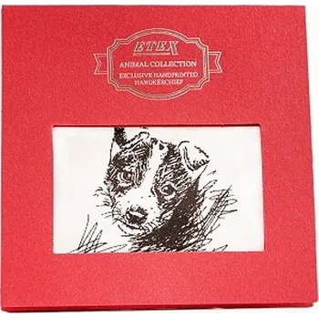 Látkový kapesník Dámský kapesník Etex Pes L35 1 ks - bílý-černý