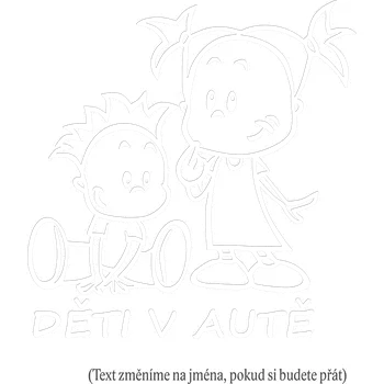 Samolepicí dekorace na vozidlo Samolepka Dítě v autě holka s klukem samolepka na auto - žlutá světlá / 10x11 cm