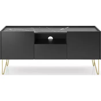 Televizní stolek Televizní stolek Harmony Va 144 cm černý/černý mramor