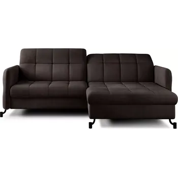 Sedací souprava Rohová rozkládací sedací souprava LORELLE 225 cm Mat Velvet 29 tmavě hnědá pravá