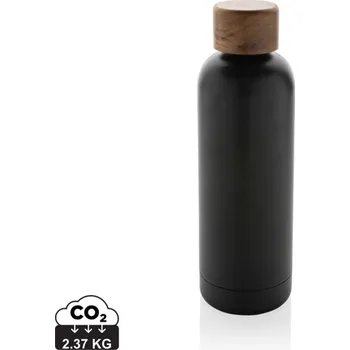 Termohrnek Termo lahev Wood z RCS recyklované nerezové oceli - Černá