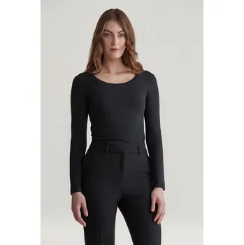 TRIČKO GANT SLIM COT/ELA LS SCOOP NECK TOP BLACK
