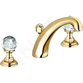 Vodovodní baterie Kludi Adlon Umyvadlová baterie s výpustí, 3-otvorová instalace, zlatá, 5104345G4