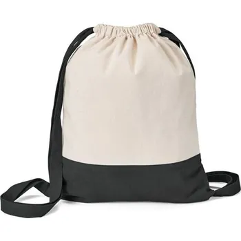 Městský batoh ROMFORD. 100% bavlněná stahovací taška (180 g/m²) - Černá