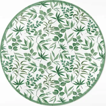 Koberec Kulatý Koberec z vinylového PVC, průměr 120 cm, akvarijní lístky v jemném stylu