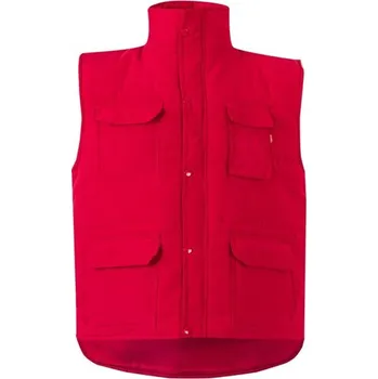 Pánská vesta VL MEFITIS. Polstrovaná vesta s mnoha kapsami (220 g/m²) z polyesteru (100 %) - Červená / 3XL