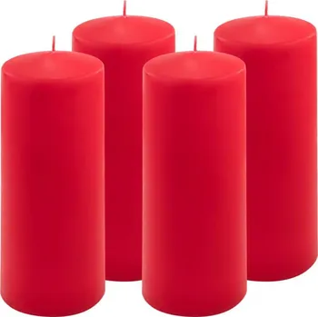 Svíčka Sada sloupových svíček, 20 cm, Ø 7,5 cm, červená, 4 ks