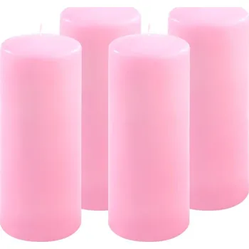 Svíčka Sada sloupových svíček, 25 cm, Ø 10 cm, růžová, 4 ks