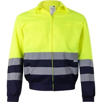 VL NEPTUNE. Dvoubarevná keprová bunda (210 g/m²) z polyesteru (80 %) a bavlny (20 %) - Modrá / Žlutá / 3XL