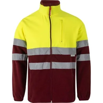 VL EROS. Dvoubarevná fleecová bunda (280 g/m²), z polyesteru (100 %) - Bordó / Žlutá / 2XL
