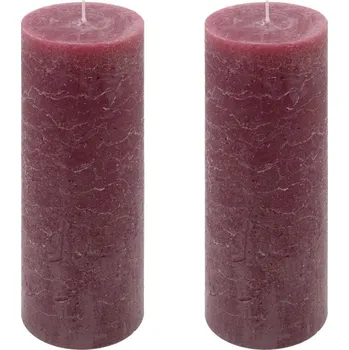 Svíčka Sada rustikálních svíček, 20 cm, Ø 7,5 cm, bordó, 2 ks