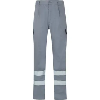 Dámské kalhoty VL ASCLEPIUS. Keprové kalhoty s více kapsami (200 g/m²), z bavlny (35 %) a polyesteru (65 %) - Šedá / 2XL