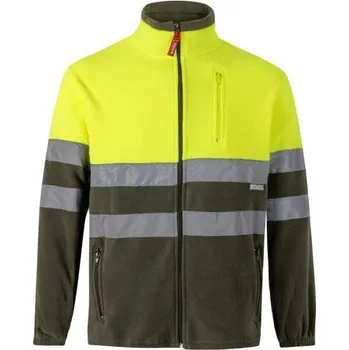 VL EROS LARGE. Dvoubarevná fleecová bunda (280 g/m²), z polyesteru (100 %) - Vojenská Zelená / Žlutá / 5XL
