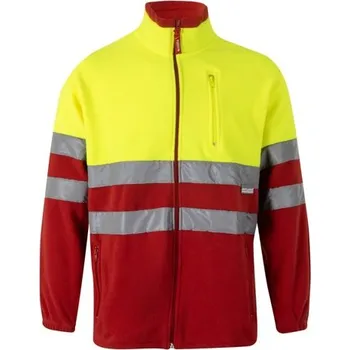 VL EROS LARGE. Dvoubarevná fleecová bunda (280 g/m²), z polyesteru (100 %) - Červená / Žlutá / 4XL