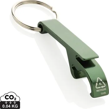 Klíčenka s otvírákem z RCS recykl. hliníku - Zelená