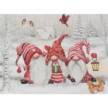 Vánoční osvětlení Nástěnná malba Zimní trpaslíci, LED, 30 x 40 cm