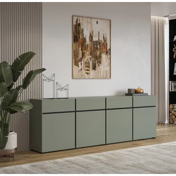 Komoda Prostorná komoda Cross 225 cm - pine green / černá