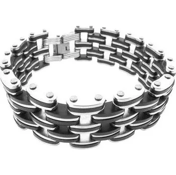 Náramek Náramek pánský široký z chirurgické oceli a silikonu