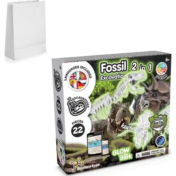 2 in 1 Fossil Excavation Kit II. Vzdělávací hra dodáváno s dárkovou taškou z kraftového papíru (90 g/m²), vyrobené z certifikovaného materiálu FSC™ a dalších kontrolovaných materiálů