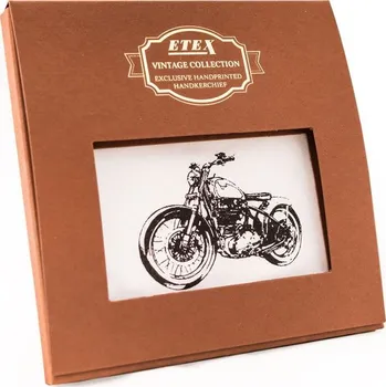 Látkový kapesník Pánský kapesník Etex Motorka M35 1 ks - bílý-černý