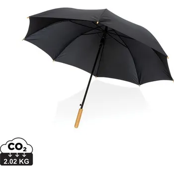 27" bambusový auto-open deštník Impact ze 190T RPET AWARE™ - Černá