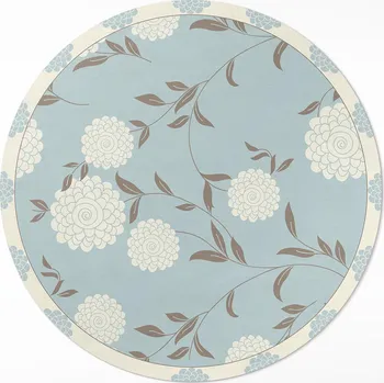 Koberec Kulatý Koberec Vinyl PVC fi 60 cm Velké bílé chryzantémy na pastelovém pozadí