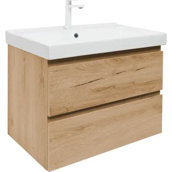 Koupelnový nábytek Koupelnová skříňka 2 zásuvková s umyvadlem a baterií SAT B-Way 59x50x45 cm dub mat BWAY260OAKU1BBI