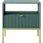 Noční stolek Nova 54 cm zelený/zlaté úchytky a zlatý rám