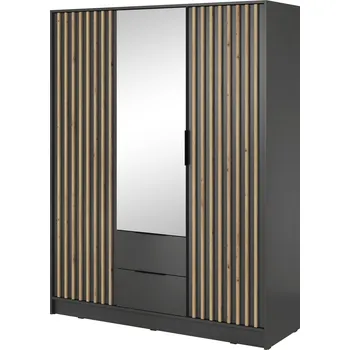 Šatní skříň Šatní skříň Nelly 155 cm se zrcadlem grafit/dub artisan