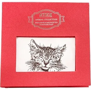 Látkový kapesník Dámský kapesník Etex Kočka L35 1 ks - bílý-černý