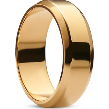 Prsten Ferrum | 8 mm leštěný prsten z nerezové oceli zlaté barvy se zkosenými hranami - Lucleon