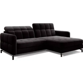 Obývací pokoj Rohová rozkládací sedací souprava LORELLE 225 cm Mat Velvet 99 černá pravá