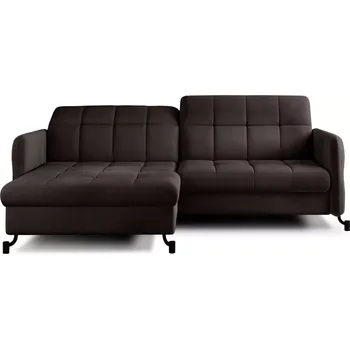 Sedací souprava Rohová rozkládací sedací souprava LORELLE 225 cm Mat Velvet 29 tmavě hnědá levá
