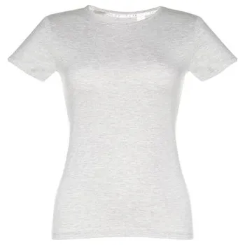 Dámské tričko THC SOFIA. Dámské bavlněné tričko s páskem - Bílý Melír / M