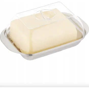 Máslenka Máslenka Relaxdays plastová, průhledná, stříbrná