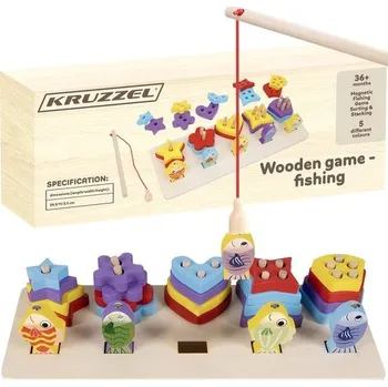 Dřevěná hračka Dřevěný třídič - rybolov Kruzzel 22565