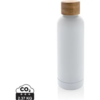 Termohrnek Termo lahev Wood z RCS recyklované nerezové oceli - Bílá