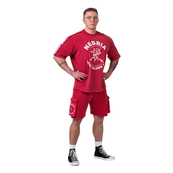 Pánské tričko Nebbia Washed oversized tričko GOLDEN AGE 790 červené - XXXL